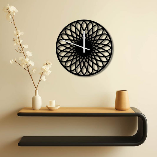 GEOMETRIC FLOWER METAL WALL ART CLOCK 2