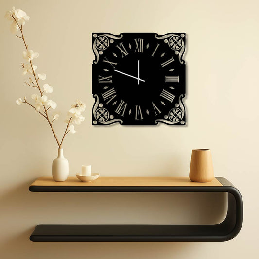 SQUARE PATTERNED TILE METAL WALL ART CLOCK