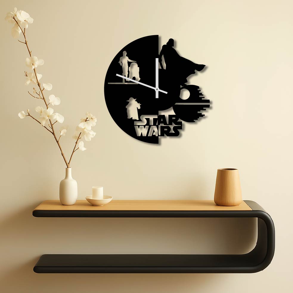 STAR WARS CUTOUT METAL WALL ART CLOCK