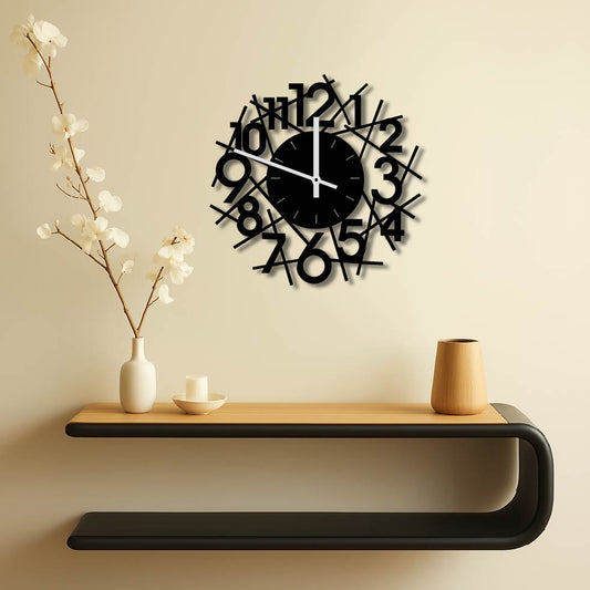 BOLD NUMBERS AND LINES METAL WALL ART CLOCK