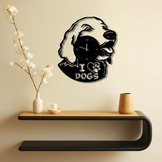 I LOVE DOGS METAL WALL ART CLOCK