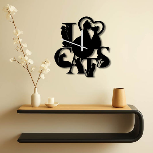 I LOVE CATS METAL WALL ART CLOCK