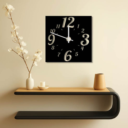 BOLD NUMBERS SQUARE METAL WALL ART CLOCK