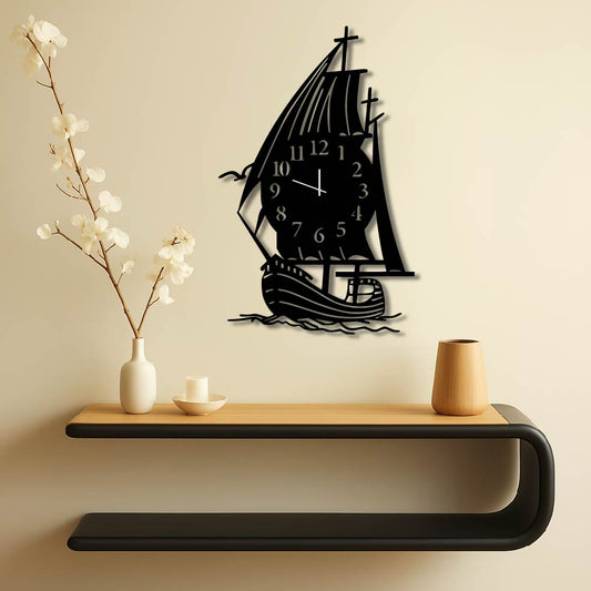 SHIP METAL WALL ART CLOCK