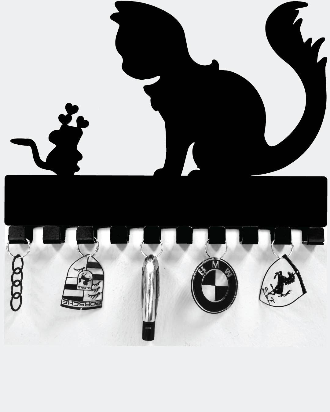 CAT AND MOUSE LOVE Cat Key holder Steel / Metal