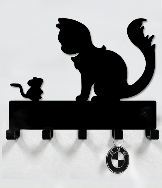 Cat And Mouse Leash, Collar And Key Holder Steel / Metal
