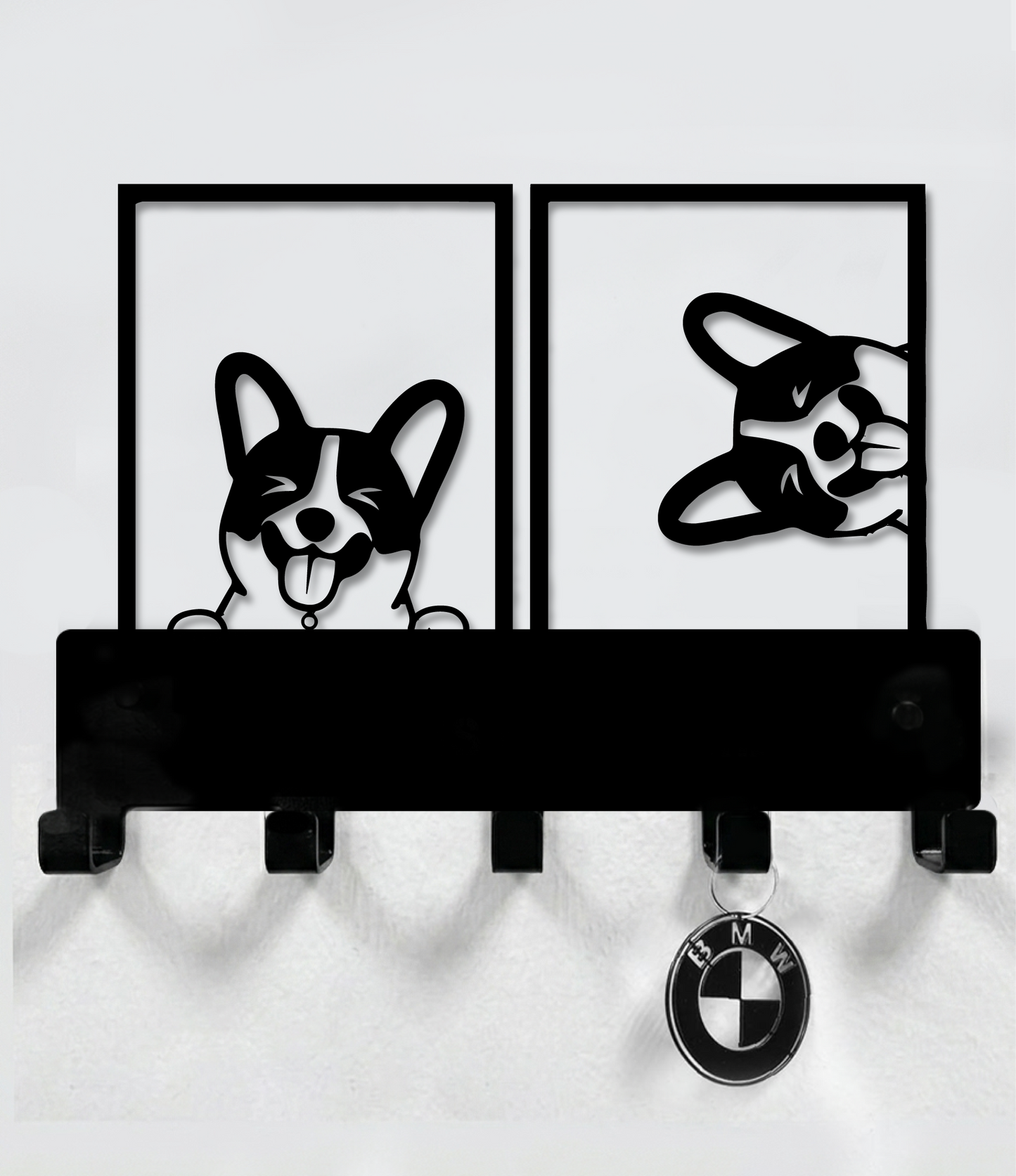 Dog Squared Dog Leash, Collar And Key Holder Steel / Metal