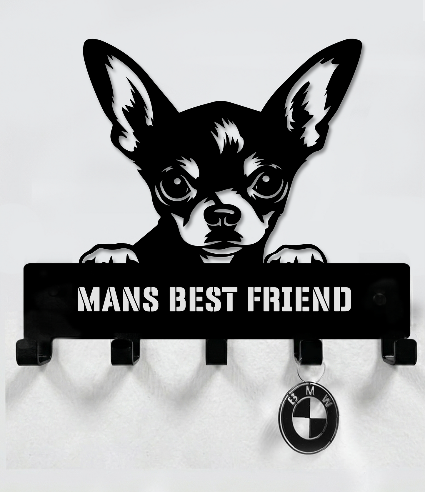Chihuahua Dog Leash, Collar And Key Holder Steel / Metal