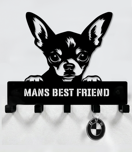Chihuahua Dog Leash, Collar And Key Holder Steel / Metal