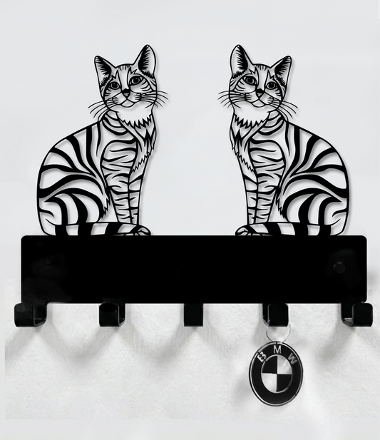 Two Cats Cat Leash, Collar And Key Holder Steel / Metal