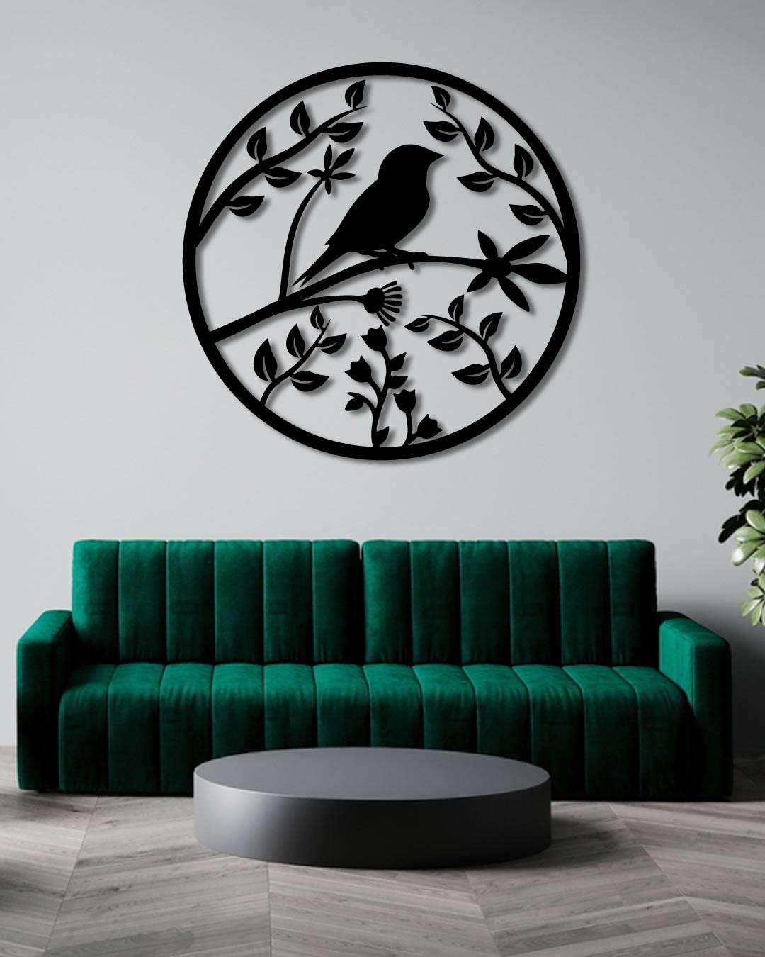 Bird On A Branch Metal Wall Art Frame