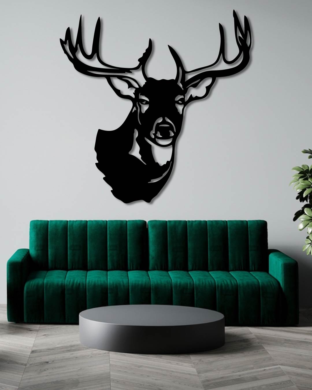 Deer Head Trophy Metal Wall Art Frame