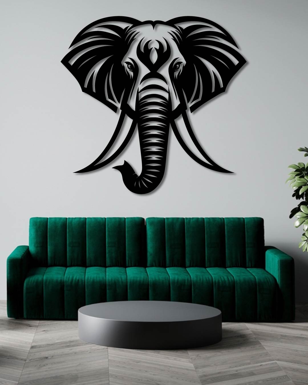 Elephant Front Portrait Metal Wall Art Frame