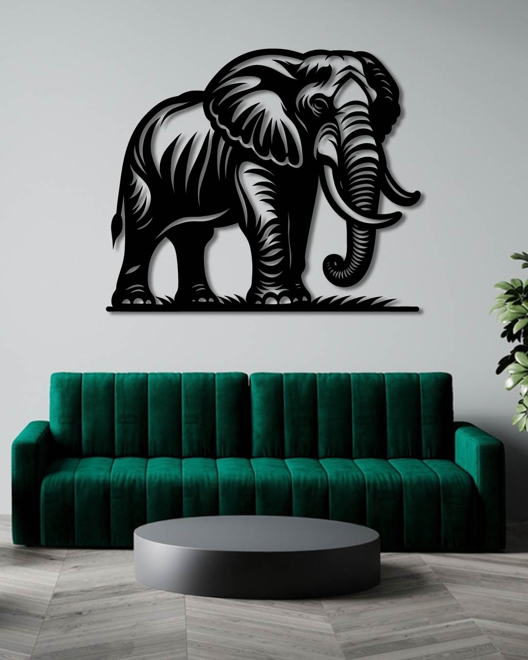 African Elephant Metal Wall Art Frame