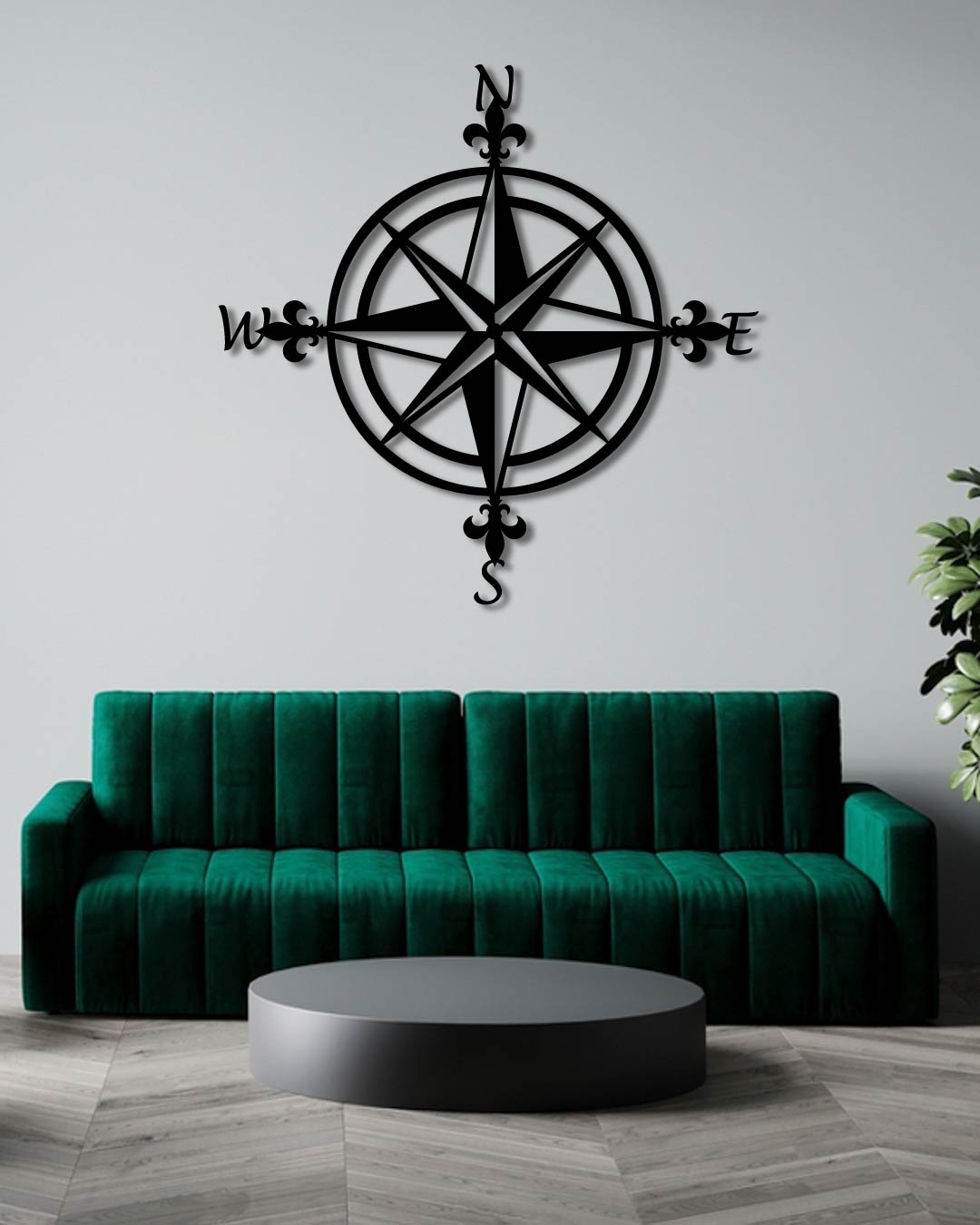 NAUTICAL COMPASS METAL WALL ART