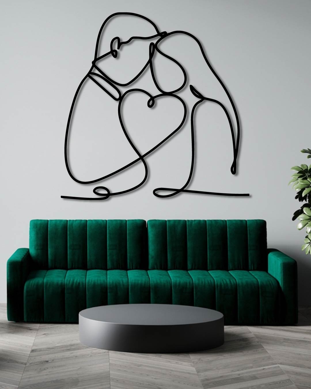 COUPLE HEART METAL WALL ART
