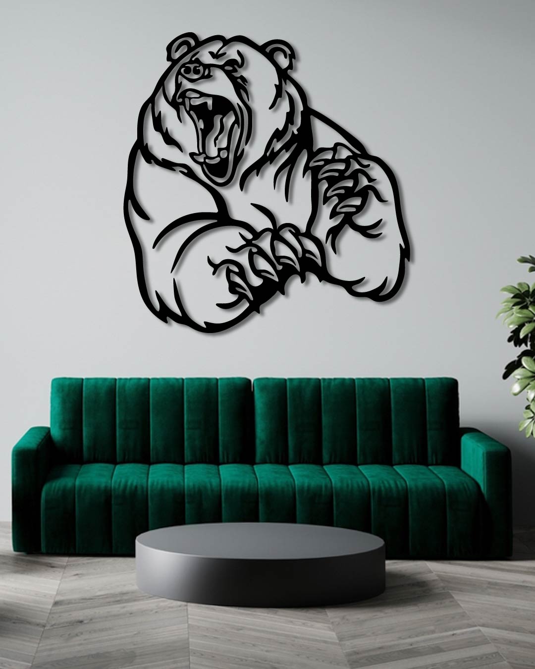 Angry Bear Metal Wall Art Frame