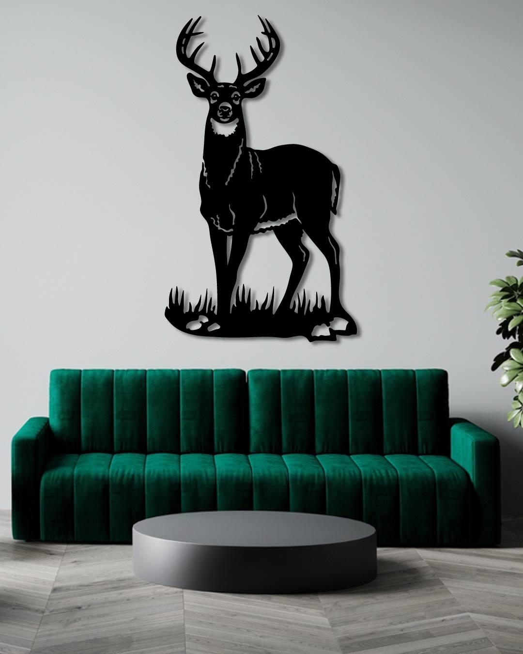 Deer Wildlife Metal Wall Art Frame