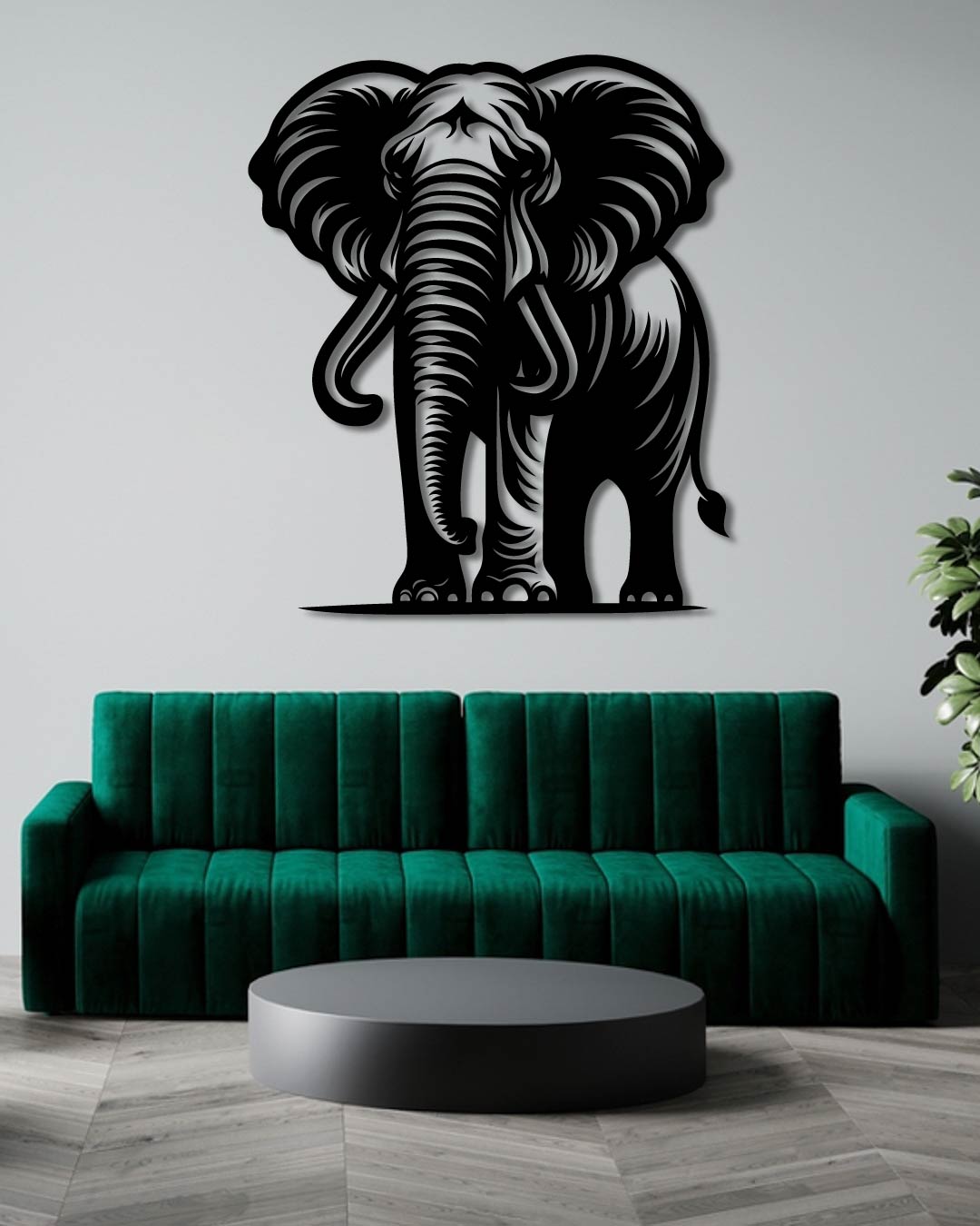 Elephant Wildlife Metal Wall Art Frame