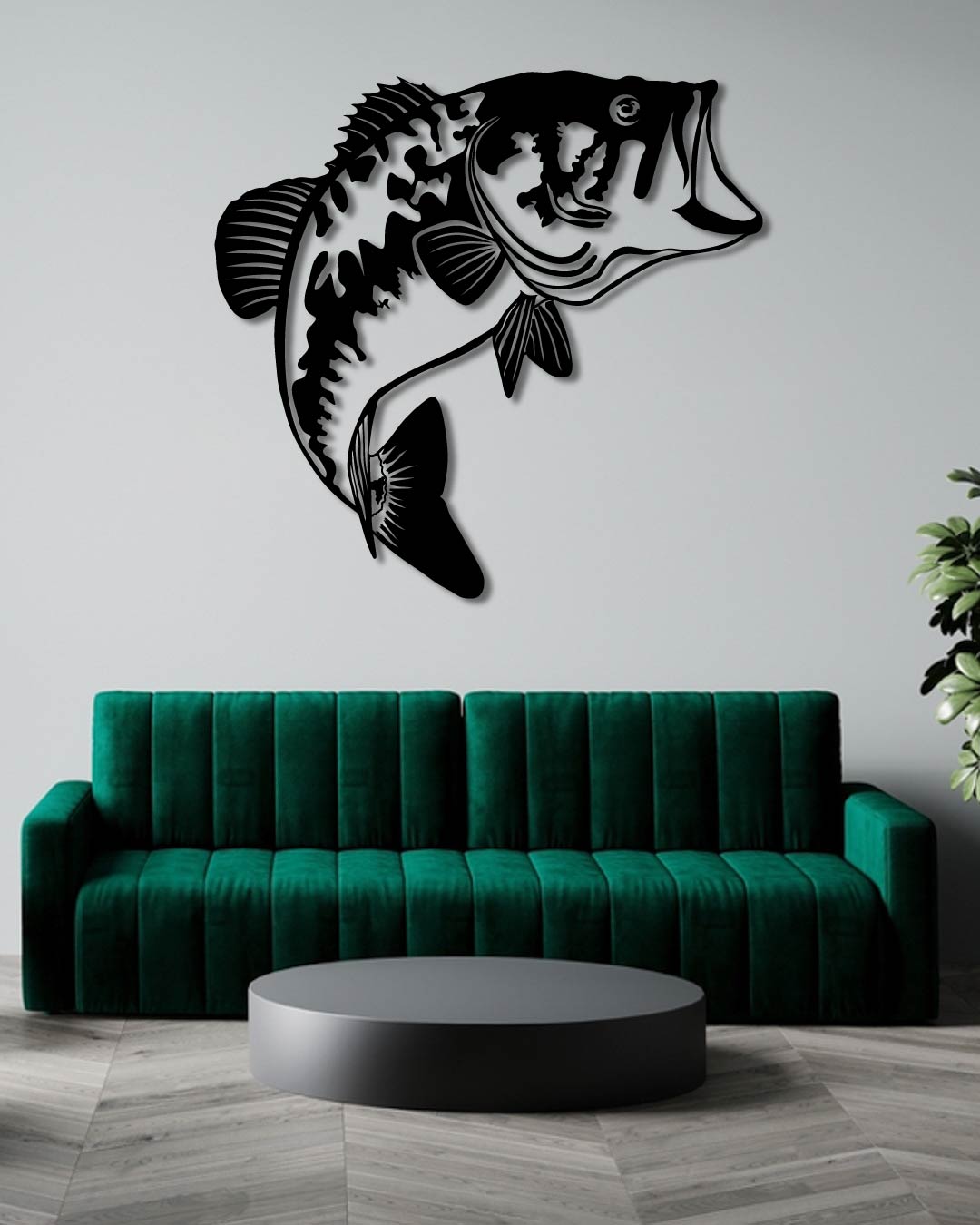 Bass Fish Metal Wall Art Frame