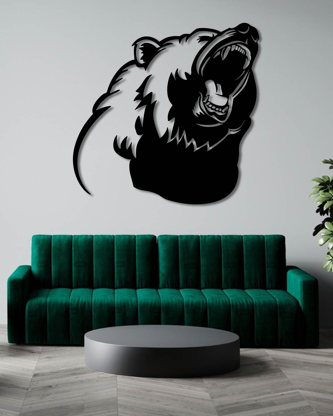 Bear Roaring Metal Wall Art Frame