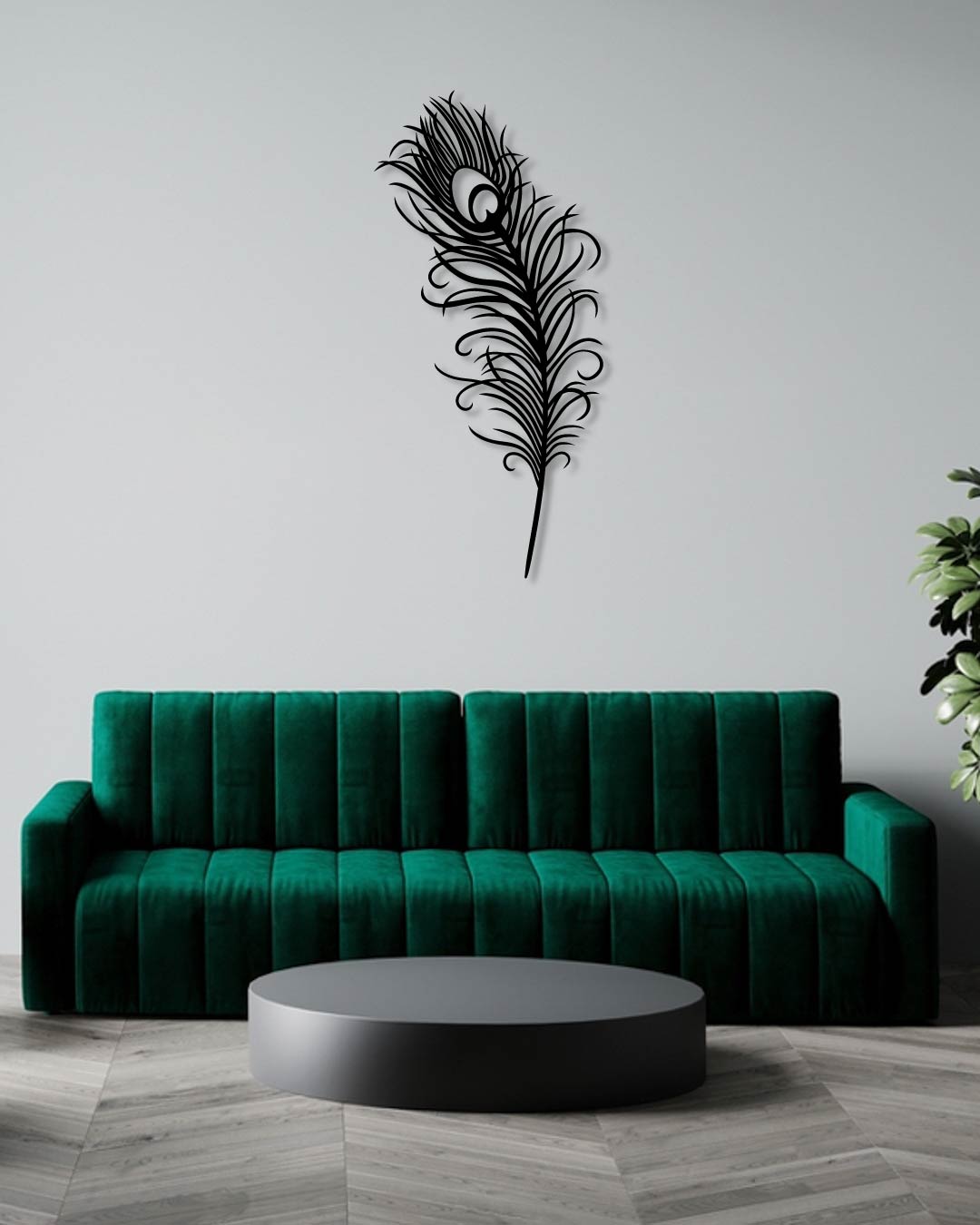 Peacock Feather Metal Wall Art Frame