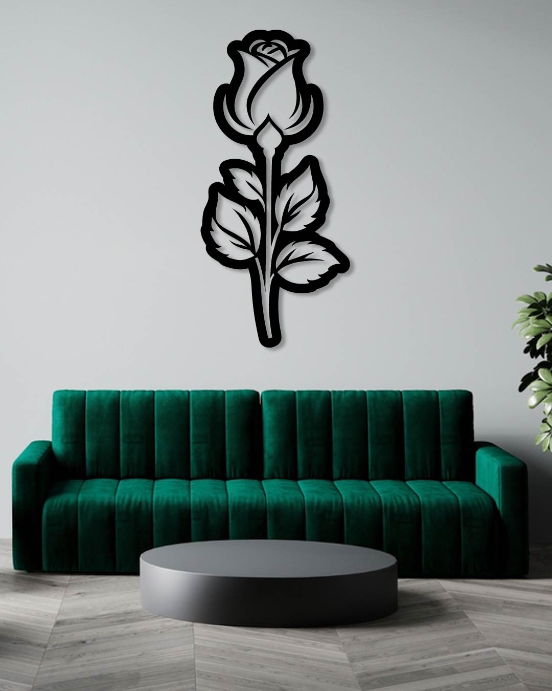 SIMPLE ROSE INVERTED METAL WALL ART