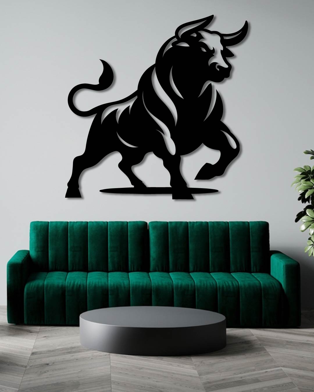 Prancing Bull Metal Wall Art Frame (Walking Bull)