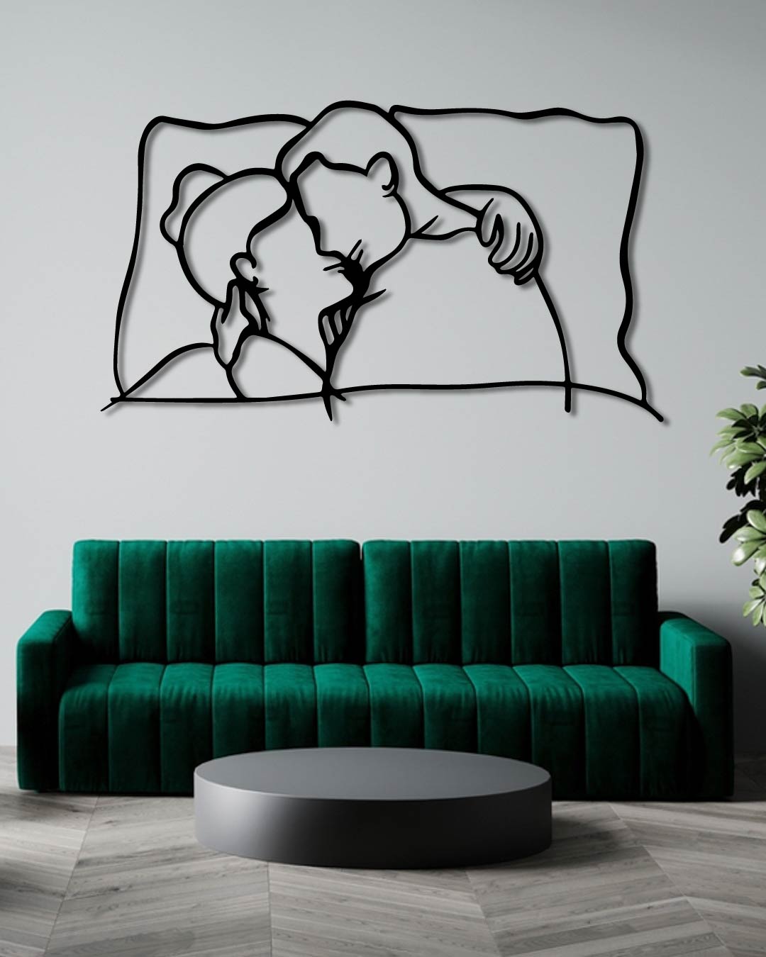 COUPLE SLEEPING METAL WALL ART