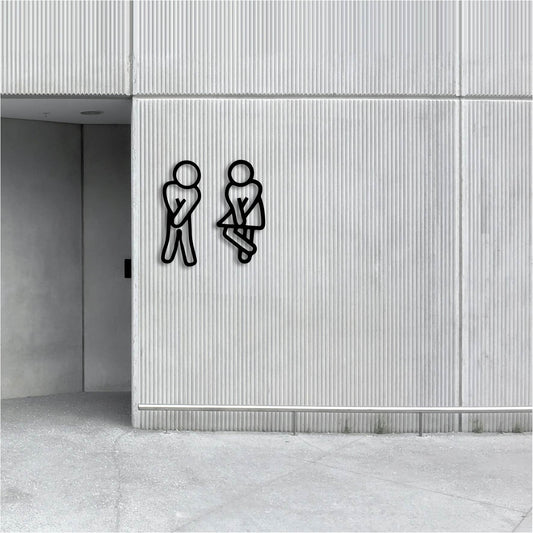 FUNNY MAN AND WOMAN TOILET SIGN METAL WALL ART