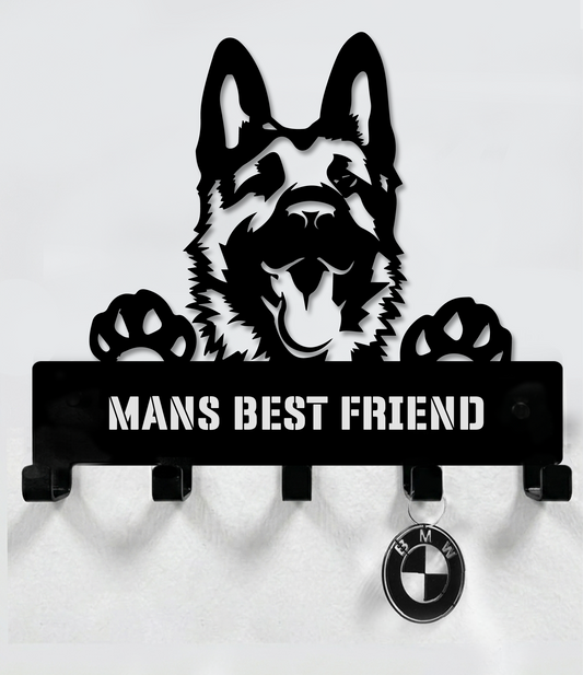 German Shepherd Puppy Dog Leash, Collar And Key Holder Steel / Metal