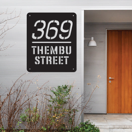 HOUSE NUMBER DESIGN PLATE 1 METAL WALL ART