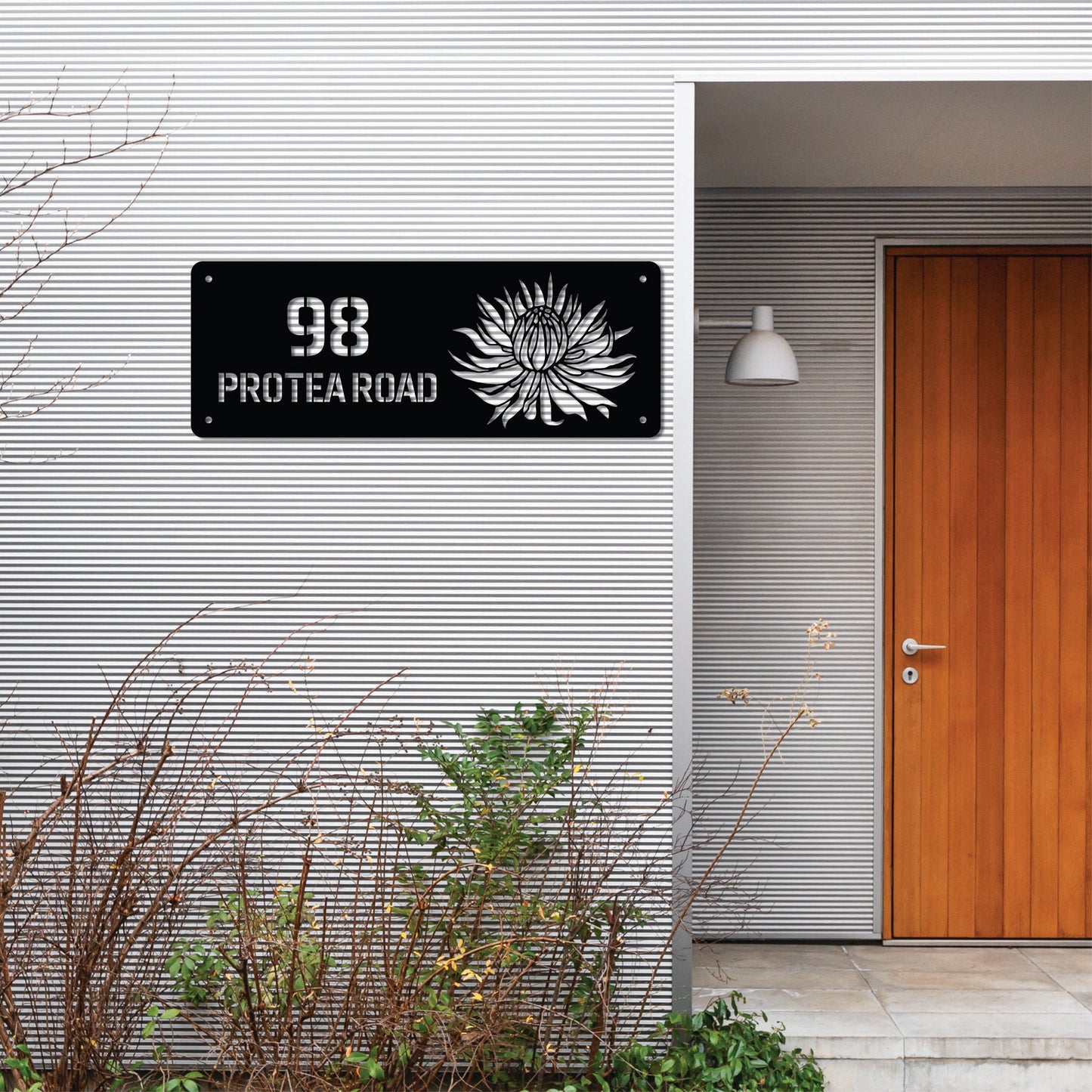 HOUSE NUMBER HORIZONTAL PLATE DESIGN 2 METAL WALL ART