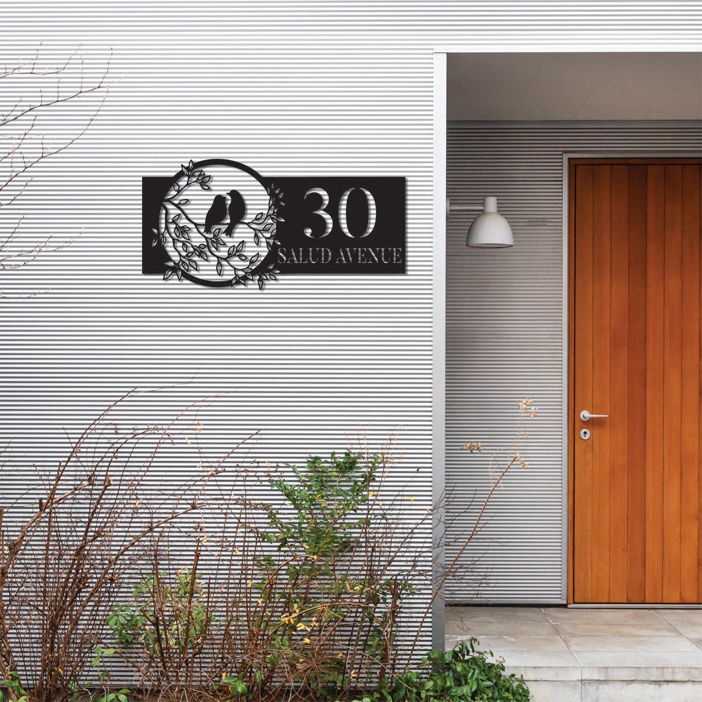 HOUSE NUMBER HORIZONTAL NATURE DESIGN METAL WALL ART