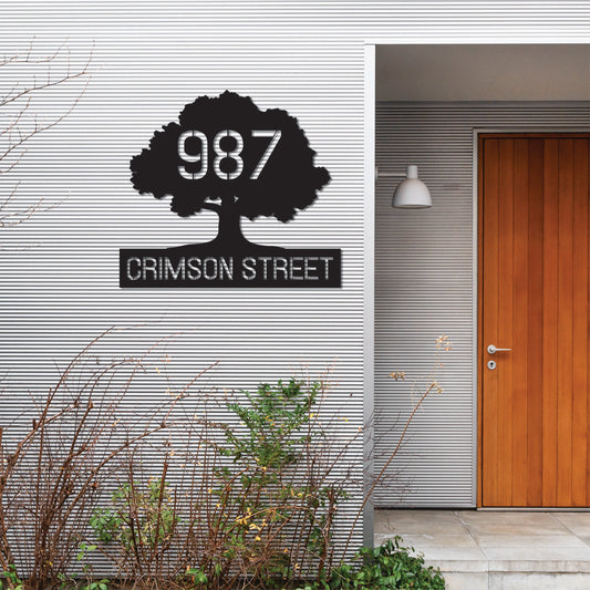 TREE HOUSE NUMBER DESIGN METAL WALL ART