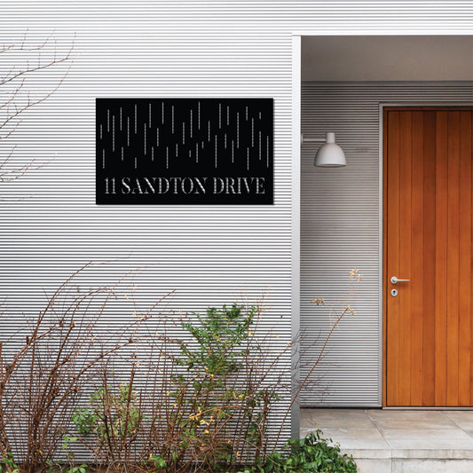 HOUSE NUMBER HORIZONTAL LINE PATTERN DESIGN METAL WALL ART