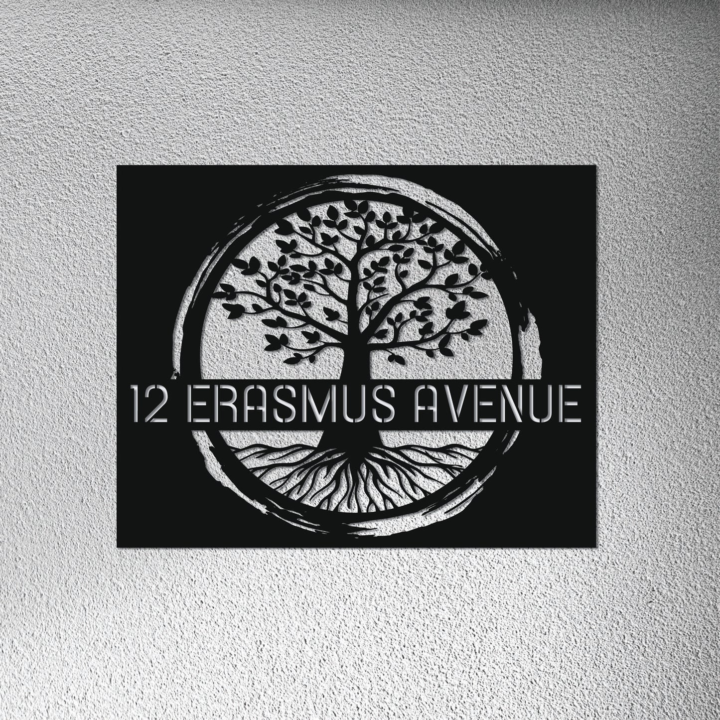 TREE OF LIFE HOUSE NUMBER PLATE METAL WALL ART