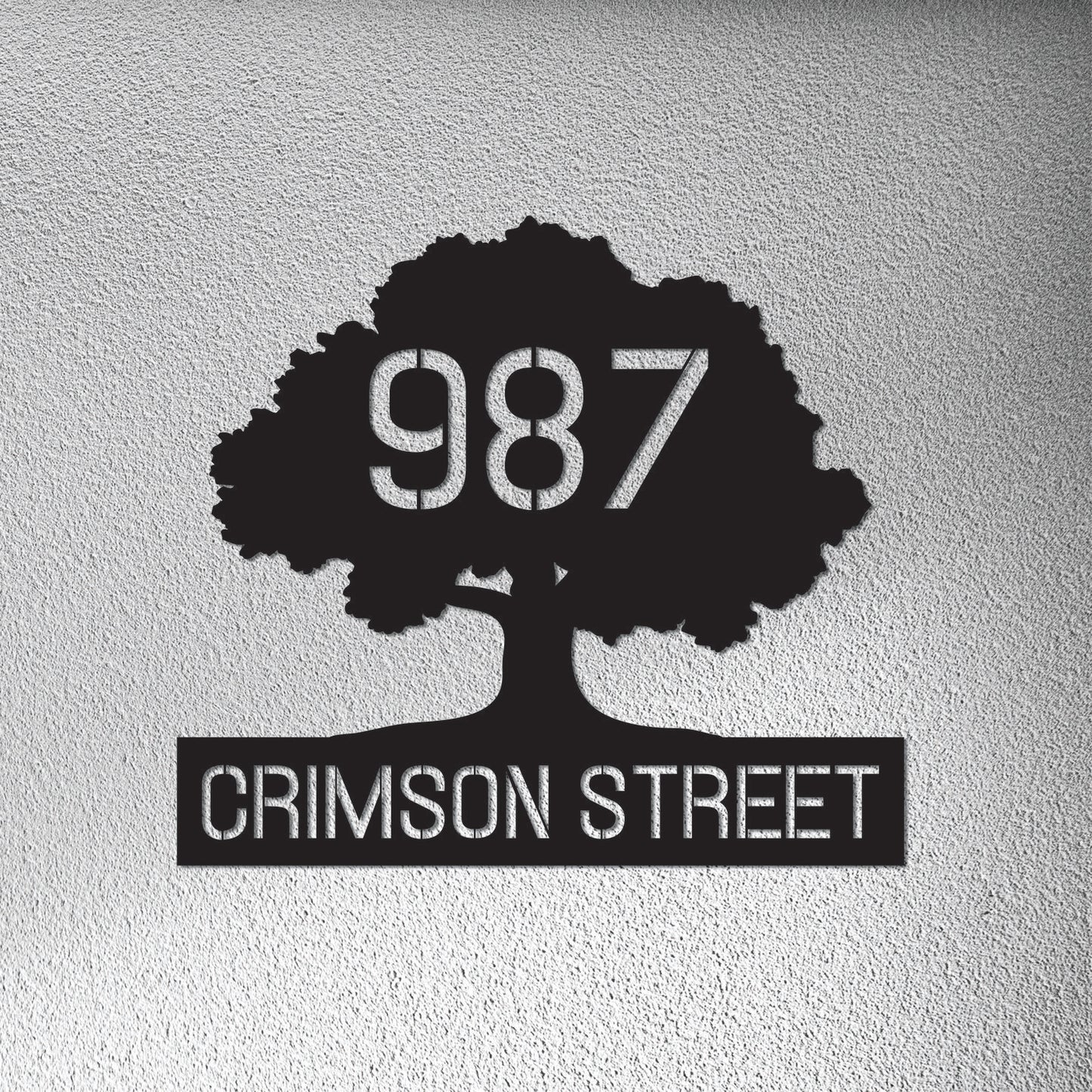 TREE HOUSE NUMBER DESIGN METAL WALL ART