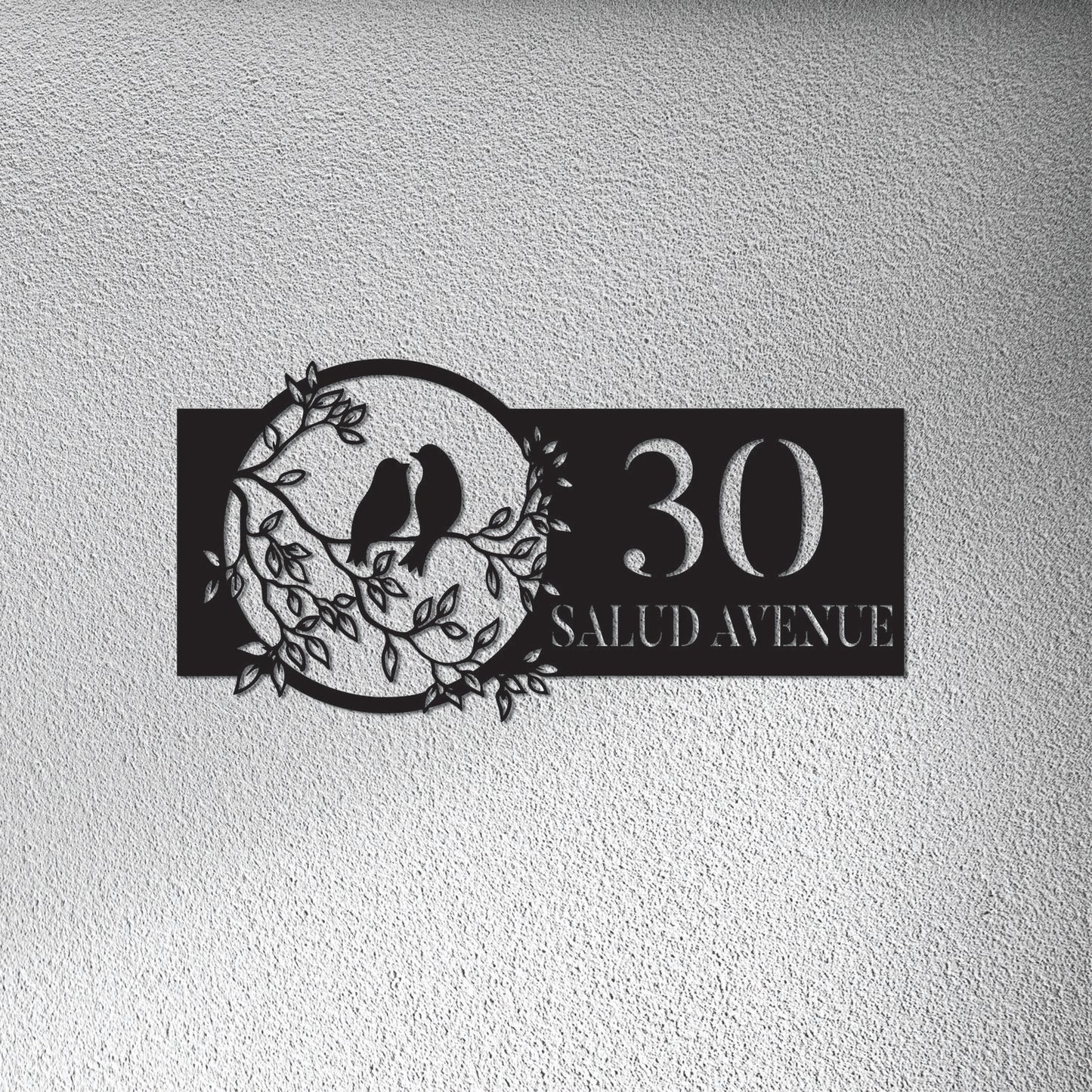 HOUSE NUMBER HORIZONTAL NATURE DESIGN METAL WALL ART