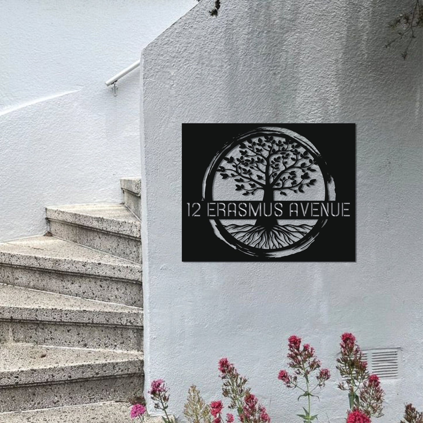 TREE OF LIFE HOUSE NUMBER PLATE METAL WALL ART