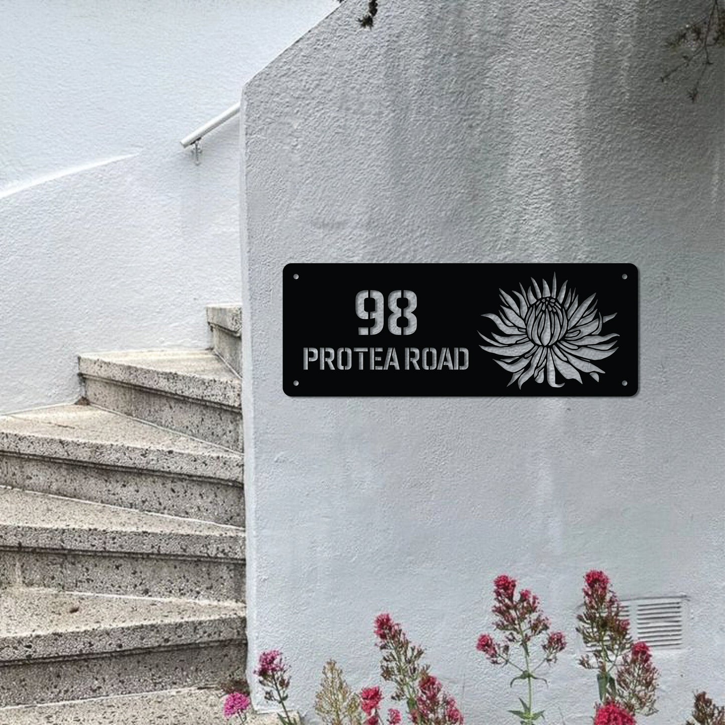 HOUSE NUMBER HORIZONTAL PLATE DESIGN 2 METAL WALL ART