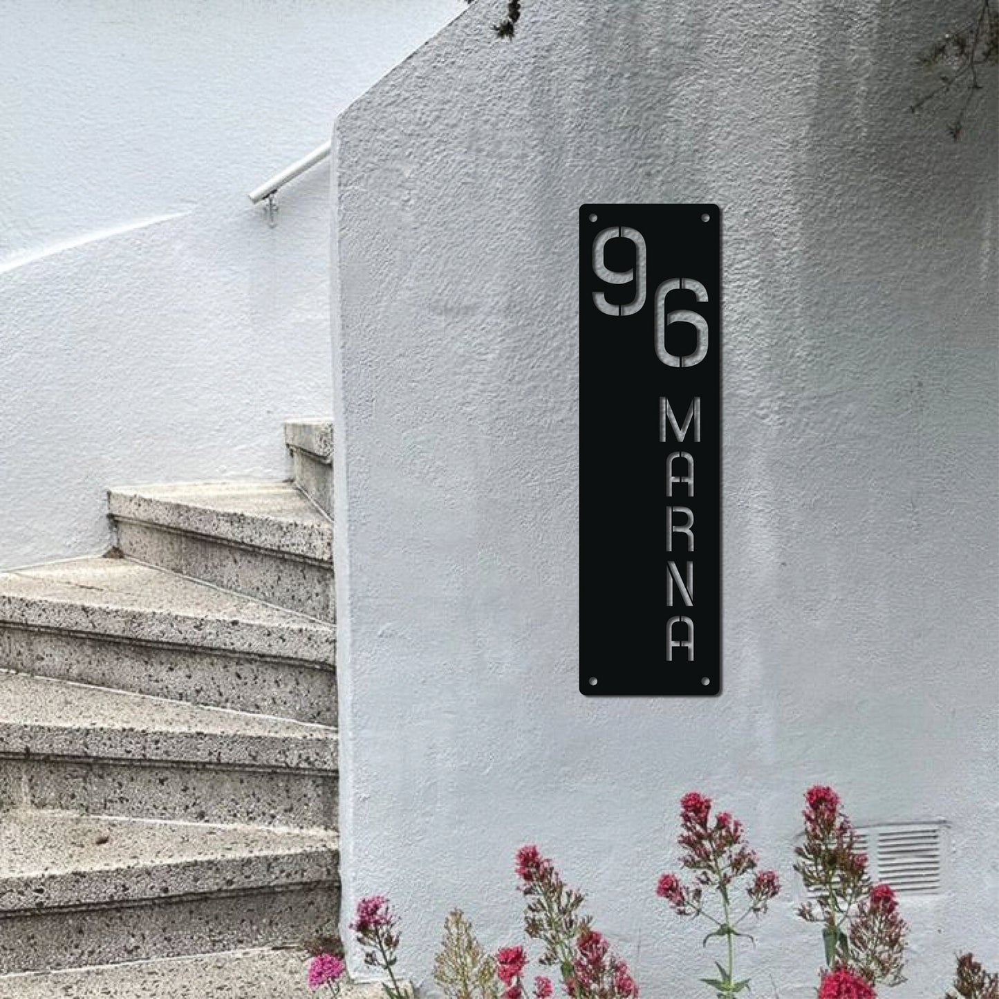 HOUSE NUMBER VERTICAL DESIGN PLATE 1 METAL WALL ART