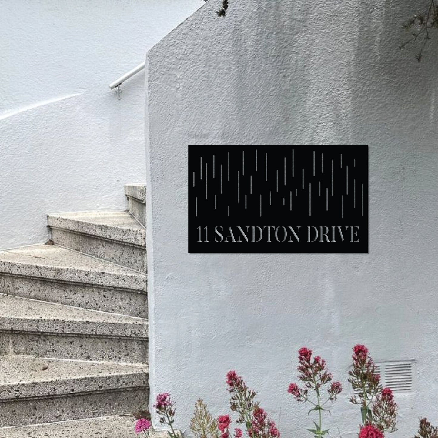 HOUSE NUMBER HORIZONTAL LINE PATTERN DESIGN METAL WALL ART