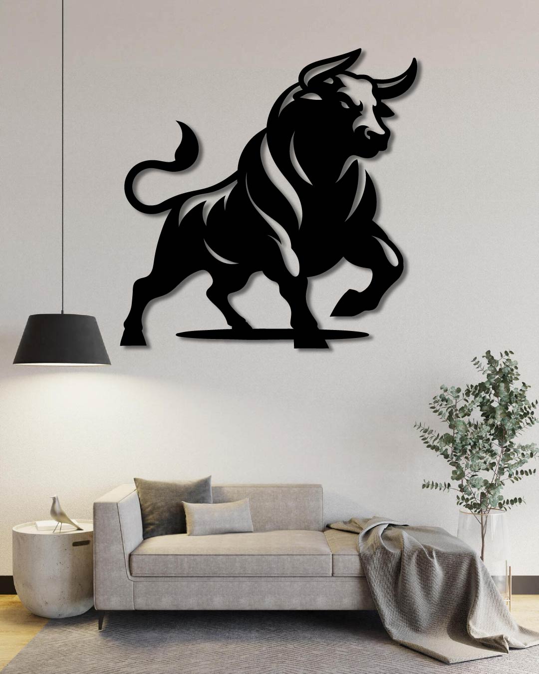 Prancing Bull Metal Wall Art Frame (Walking Bull)