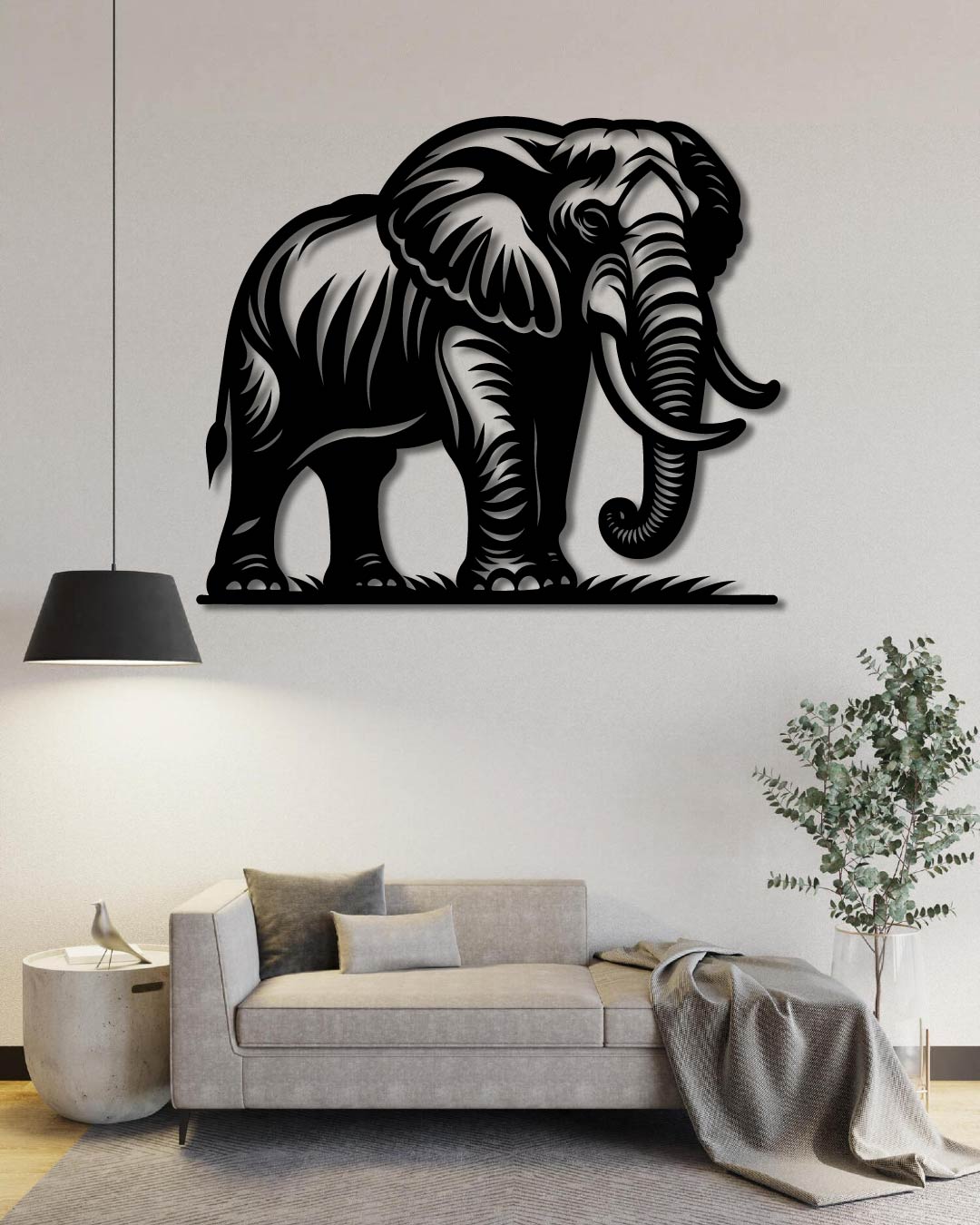 African Elephant Metal Wall Art Frame