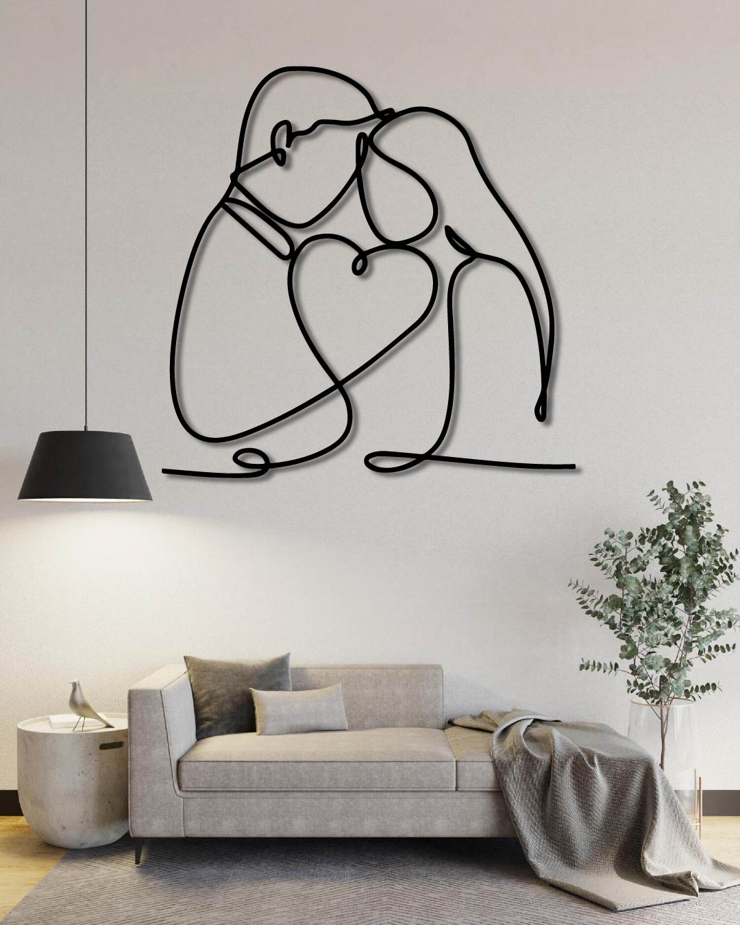 COUPLE HEART METAL WALL ART