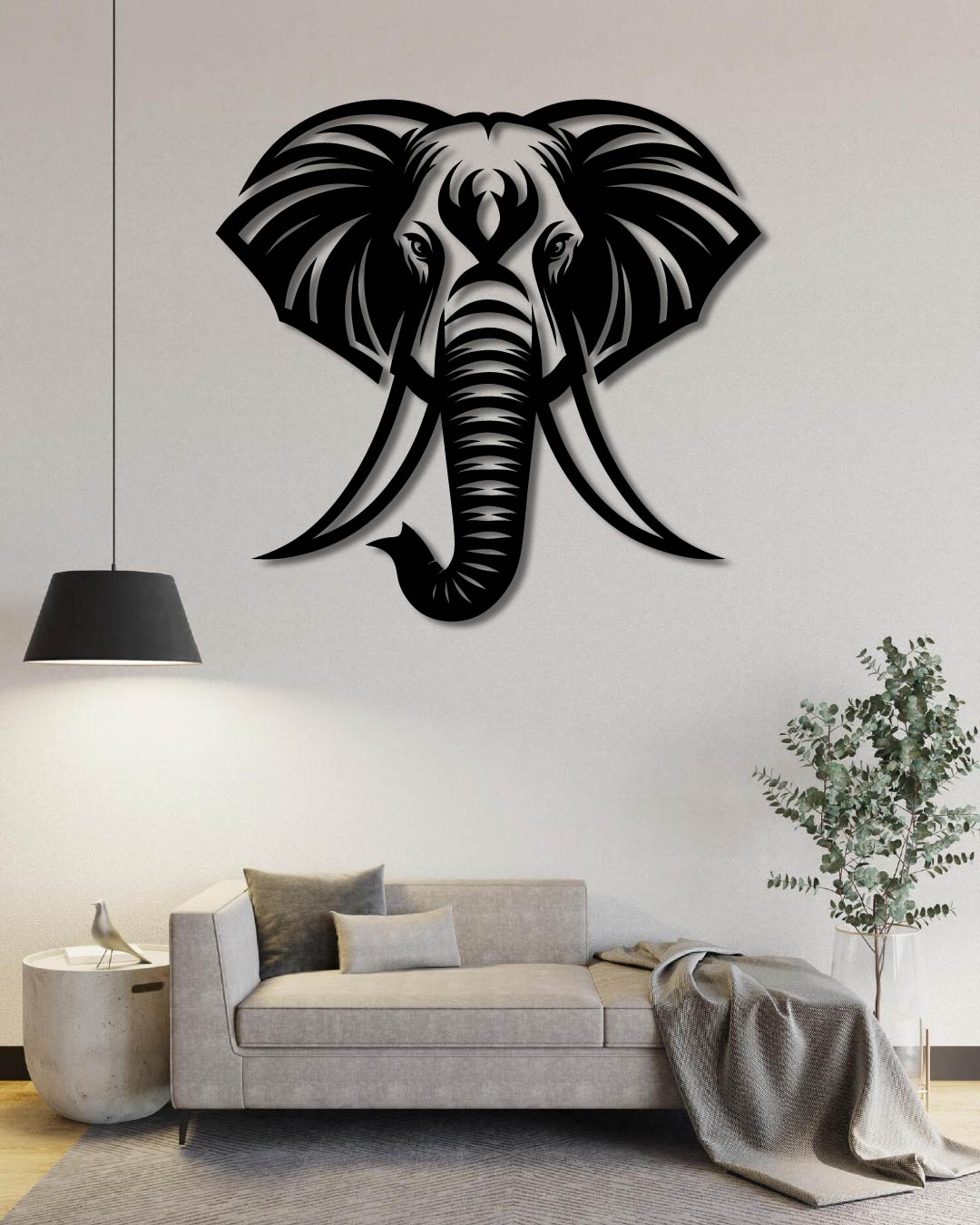 Elephant Front Portrait Metal Wall Art Frame