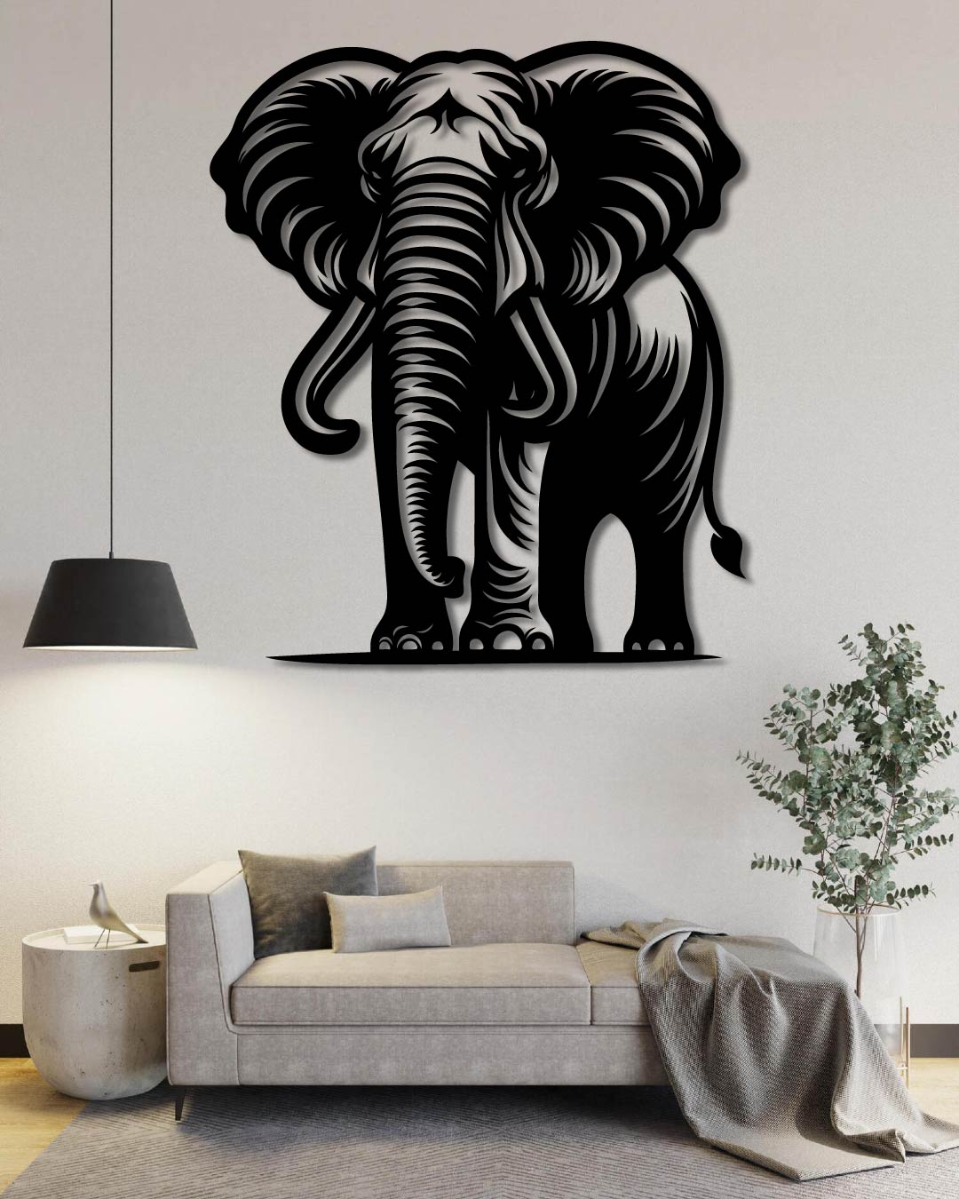 Elephant Wildlife Metal Wall Art Frame