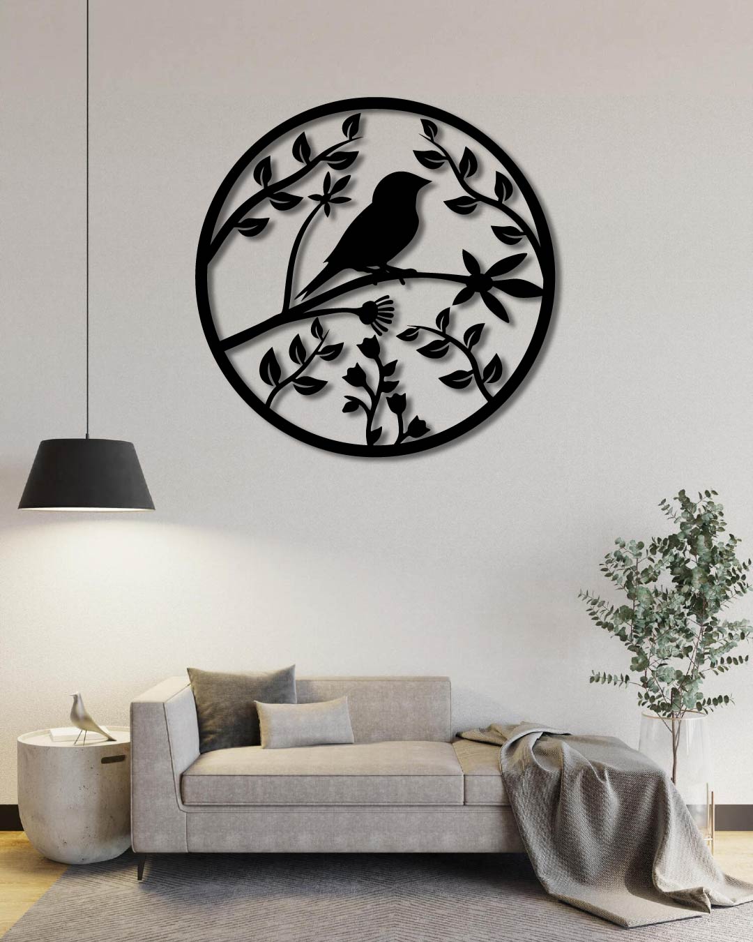 Bird On A Branch Metal Wall Art Frame