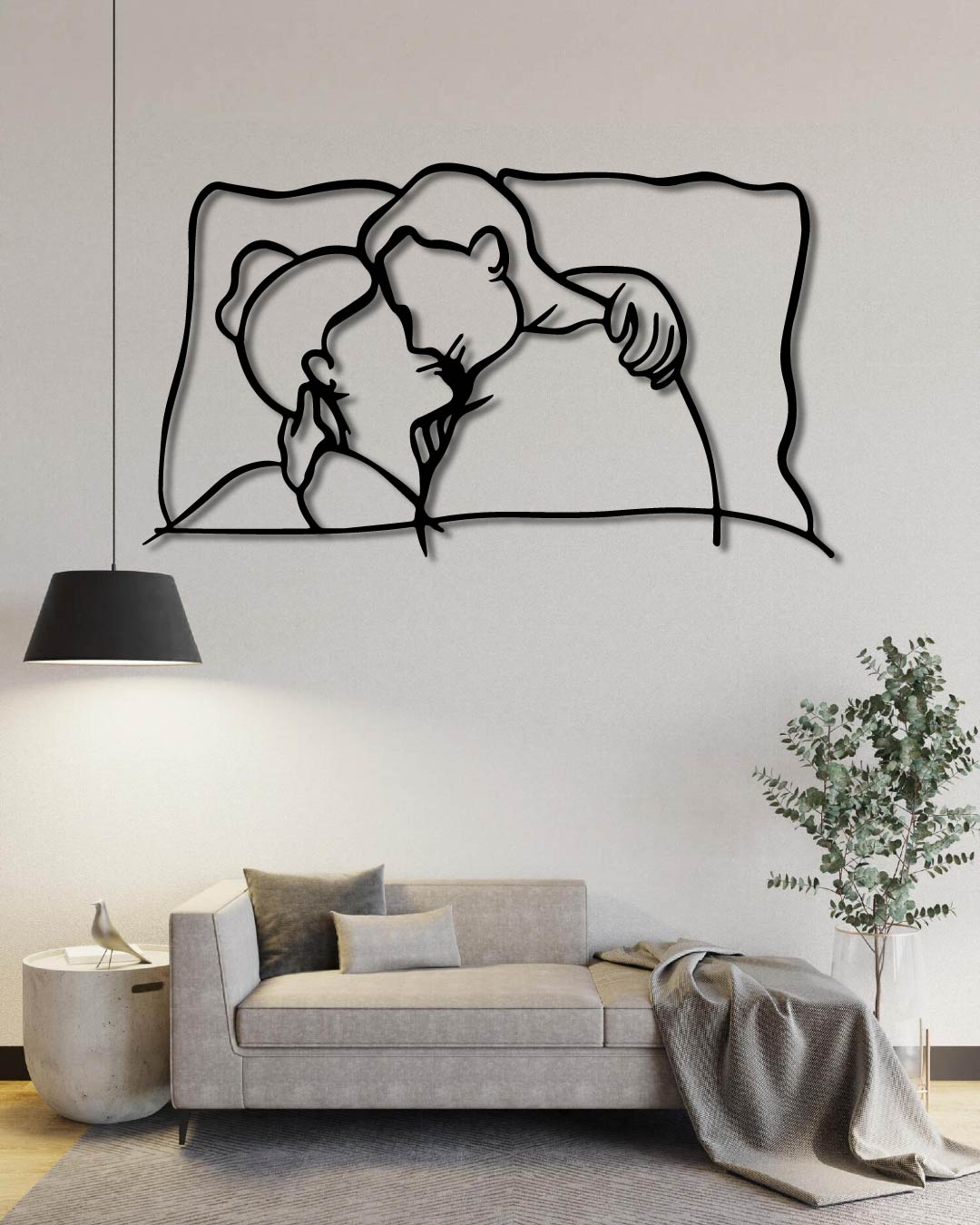 COUPLE SLEEPING METAL WALL ART